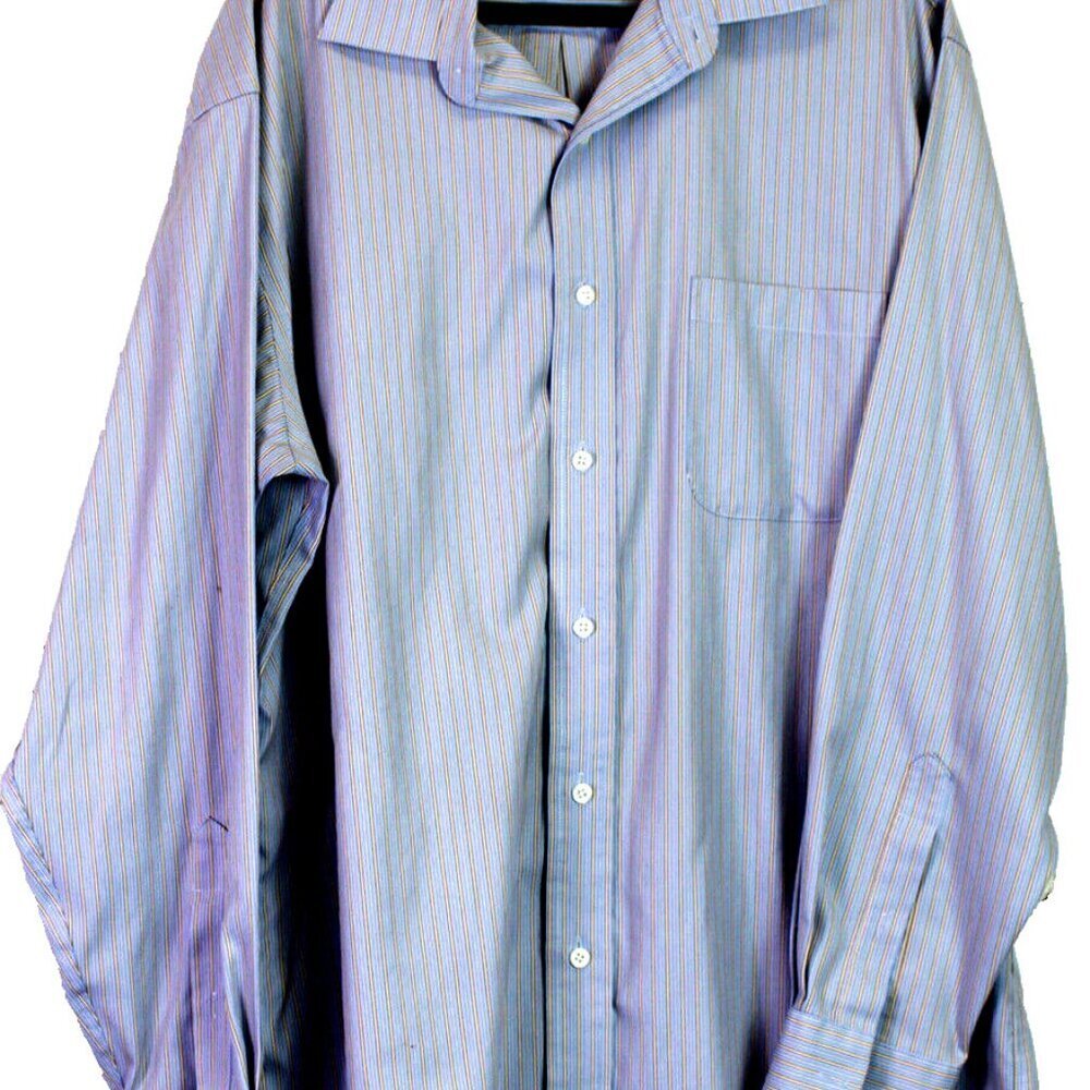 Croft & Barrow Men 16 34/35 Long Sleeve Button Down Striped Regular Fit Shirt